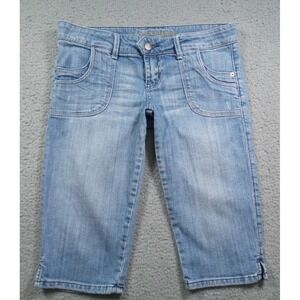 American Eagle Jean Shorts Womens Size 6 Blue Denim Bermuda Stretch Low Rise